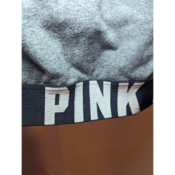 Victoria's Secret Pink Logo Racerback Bra/Crop Top Gray Black Women Size Small - Picture 6 of 13